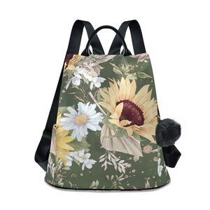 5680 Sunflower Daisy Floral Backpack Purse Travel Casual Daypack College